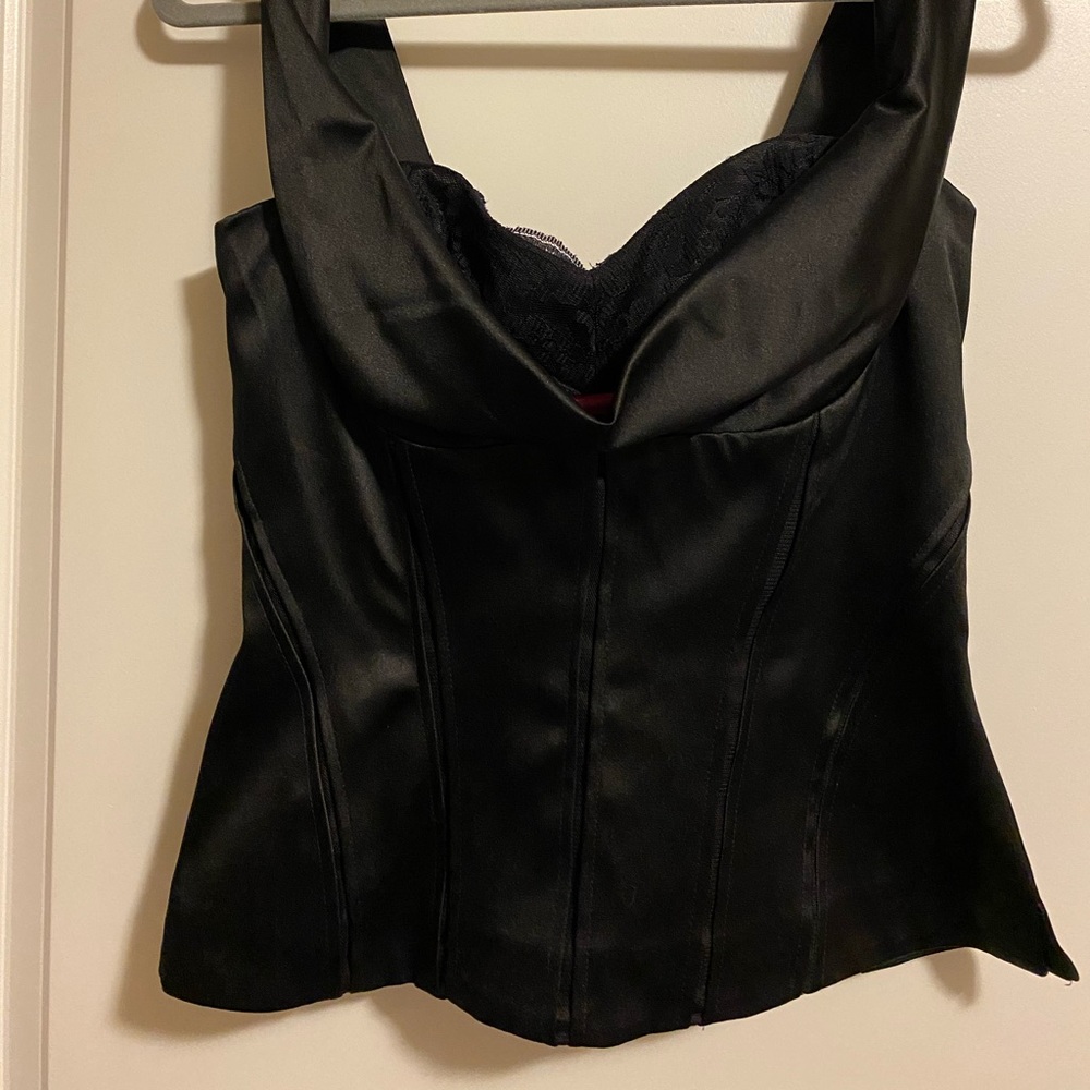WHBM 0 top black corset style
